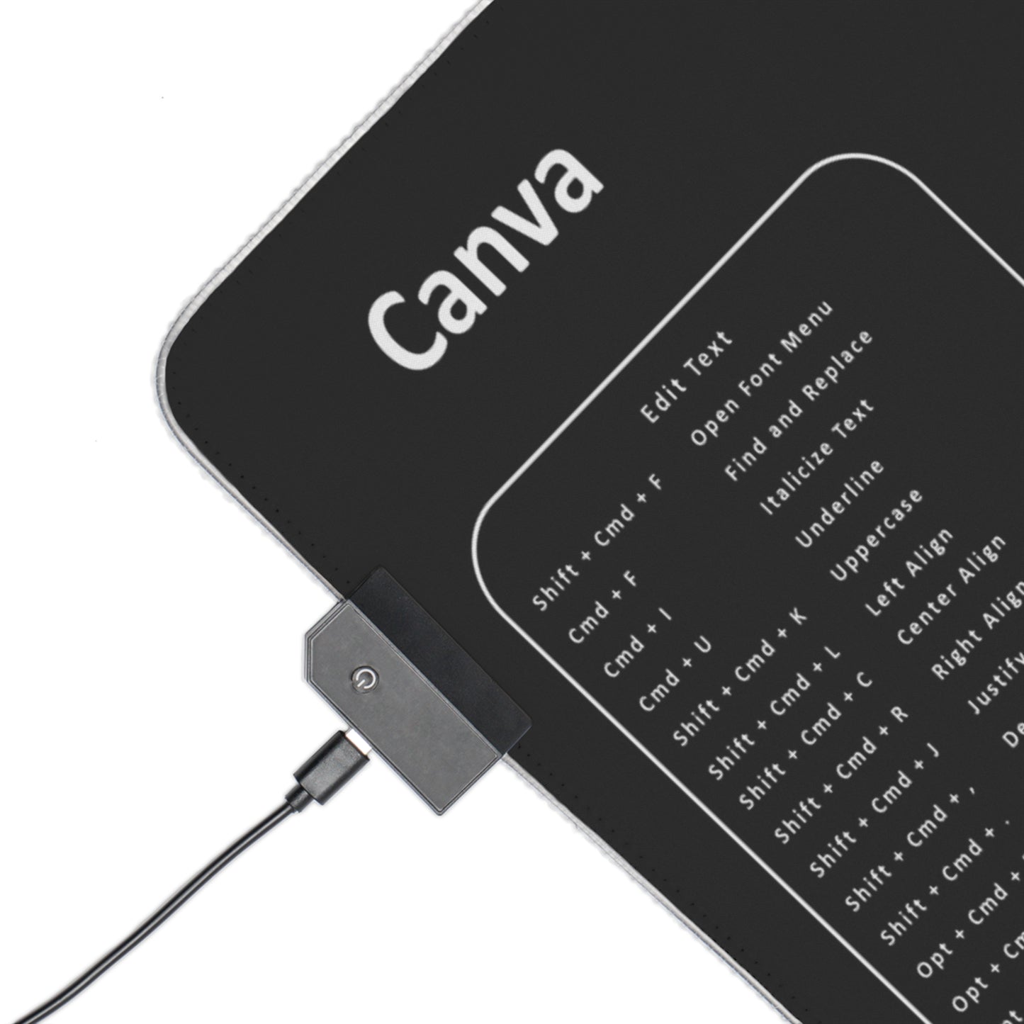 Mac Canva Hot Key LED Mouse Pad Large