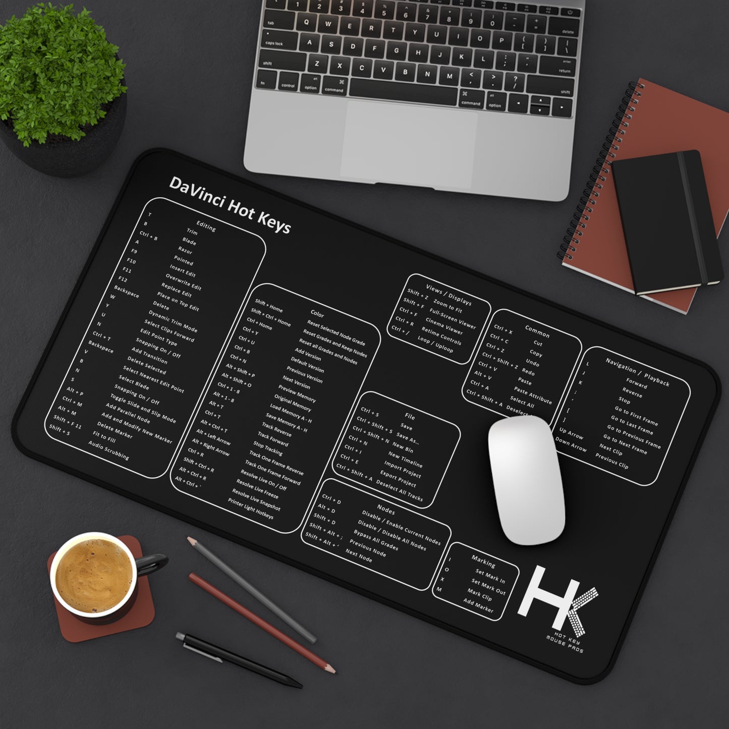 Windows Davinci Resolve Large Hot Key Mouse Pad